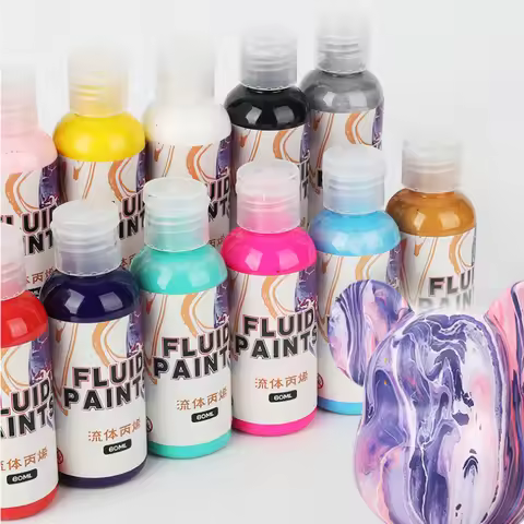 60ml Cell Fluid Painting Paint Set Fluid Painting Material Set Fluid Bear White Embryo Acrylic Paint