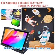 Cartoon Case for Samsung Tab M15 Tablet 11 inch casing Samsung Tablet PC P70 Pro 12 inch cartoon Printed PU Leather Stand Cover