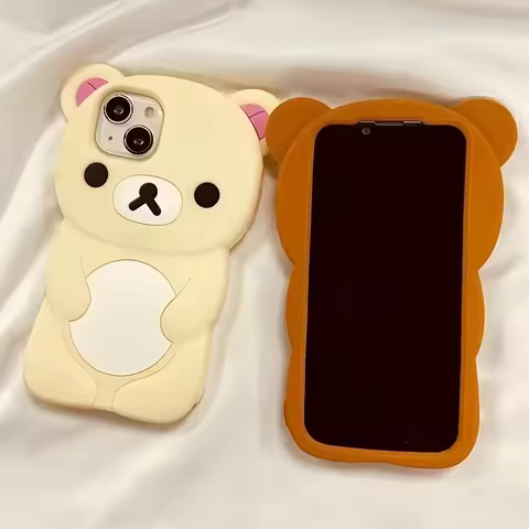 Cute Cartoon 3D Rilakkuma Phone Case For iPhone 16 15 14 13 12 11 Pro X XS Max XR 6 7 8 Plus 4 4S 5