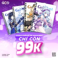 [HOT] COMBO of 4 Genshin Impact 100-page Spiral Notebooks, size A5 A6 - GCD Shop