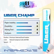Uber CHAMP Badminton Shuttlecocks Imported by Protech (Speed 77)-12pcs Natural Feather Shuttlecock
