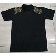 TSHIRT BERKOLAR WARNA HITAM LENGAN PENDEK (SONGKET DESIGN)