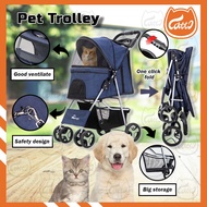 CATTO 4 Wheel Pet Stroller Foldable 4 wheels Trolley Dog Cat Puppy Kitten Outdoor Carrier Kereta Sor