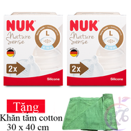 Combo 2 vỹ Ty thay bình sữa NUK Silicone Cổ Rộng size 2L - 2 cái/vỹ Tặng 1 khăn lông cotton siêu mềm