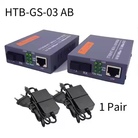 Gigabit Fiber Optical Media Converter HTB-GS-03AB 1000Mbps Single Fiber SC Port With External Power 