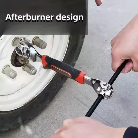 52-in-1 Car Tools Multifunctional Socket Wrench Set Metric 8-19mm SAE 5/16"-3/4 Non-Slip Handle 360