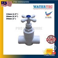 WATERTEC STOP COCK 15MM / 20MM / 25MM X HANDLE / PVC Stop Cock / Stop Valve Water Tank Toilet / QUAL