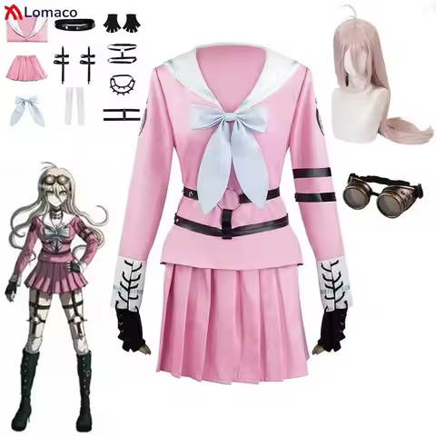 Anime Danganronpa V3 Killing Harmony Iruma Miu Cosplay Costume Wig Glasses Women Uniform Dress Hallo