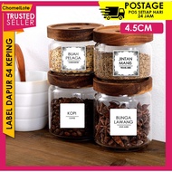 54Pcs Sticker Dapur, Label Spice, Kitchen Sticker, Spice Sticker, sticker Waterproof, Sticker Dapur