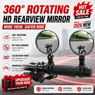 【AENXRD】2pcs Rearview Mirrors Bicycle Motorcycle Handlebar Mount 360 Rotation Adjustable Wide