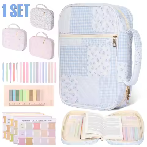 1 Set Bible Bag Hand Carry Bible Cover Case with Study Supplies Multiple Pocket Book Carrying Case P