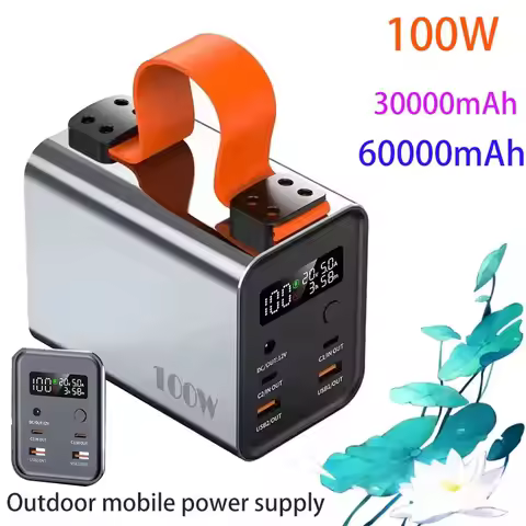 30000mAh-60000mAh 100W Power Bank Portable USB C PD QC DC Fast Charging Large Capacity External Batt