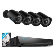 8CH 5MP PoE Security Camera System, 4pcs 5MP Wired PoE IP Cameras Outdoor with Person Vehicle Detect