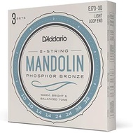 D'Addario Mandolin Strings, Phosphor Bronze, EJ73-3D, Light Gauge 10-38, 8-String Set, Pack of 3