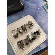 cheap black fake nail size xs with diamonds