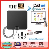 READY STOCK 4K HD TV Aerial Digital Antenna UHF Indoor Built-in Booster 50 Miles @ 80km For MYTV Myf