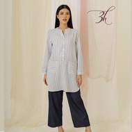 3H Candie Tunik Wanita Lengan Panjang Katun Women Tunic Stylish Motif Garis-Garis NC.02A