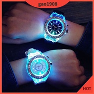 GAO_Unisex Geneva Sports Waterproof LED Backlight Silicone Band Quartz Wrist Watch