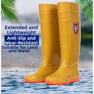 New Thickened High-Tube Rain Boots Mens Waterproof Non-Slip Agricultural Boots for Rainy Days Knee-H