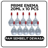 Prime Enema Adult 20ml x 10 Pieces | Ubat Pam Sembelit Berak Najis Keras Dewasa | Mudah Membuang