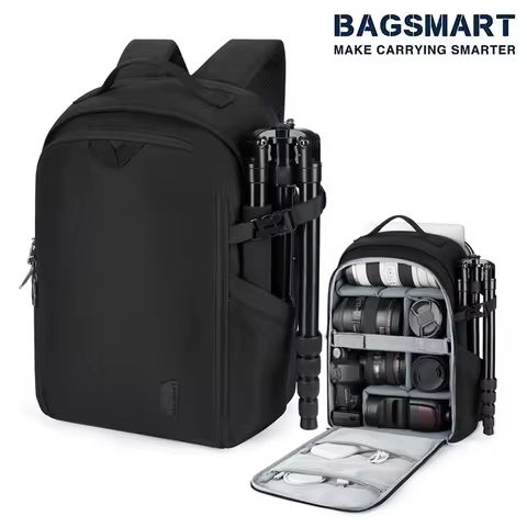 BAGSMART Camera Backpack for Photographers DSLR Camera Bag Case Fits 13.3 Inch Laptop Waterproof Rai