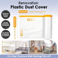 🇸🇬 (3m x 20m) Pre-Taped Masking Film / Renovation Plastic Dust Cover Protection Drop Sheet / For Wal