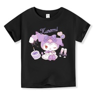Kuromi Summer Cotton T-shirt Top for Girl Cartoon Tee Japanese Anime Sanrio Baby Cute Tshirts