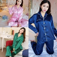 【pajamas】 🌻doubleping93🌻【Ready Stock】baju tidur perempuan pajamas womens silk long sleeve set nightwear murah kain satin Christmas Gift