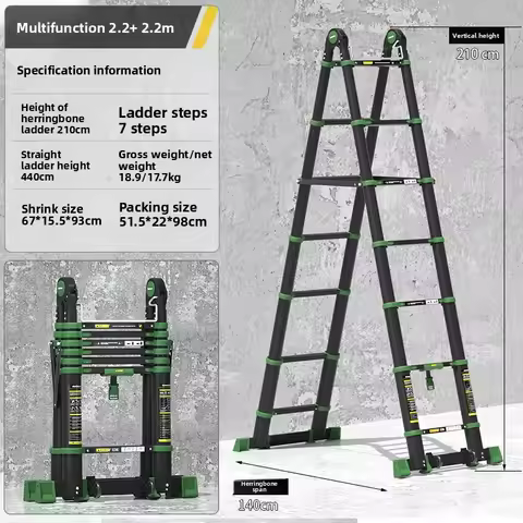 Telescopic Ladder Herringbone Ladder Aluminum Alloy Ladder Folding Ladder Multifunctional Bamboo Lad