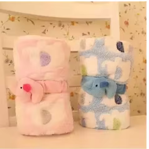 Cartoon Baby Blanket Cute Elephant Baby Products Newborn Elephant Air Conditioning Quilt Coral Velve