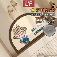 [L'F]Pop Mart Labubu Bathroom Absorbent Floor Mat Soft Diatomite Mat Anti Slip Toilet Quick Dry Door