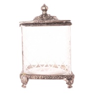 Short Glass Container with Metal lid Silver Glass Jar/ Glass Container/ Beautiful Glass Jar/ Aesthet