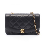 【二手】香奈兒 (Chanel) CHANEL 絎縫 Diana 翻蓋單肩背包 A01164 黑色羊皮（綿羊皮）絎縫 Diana 鏈條肩背包 女士