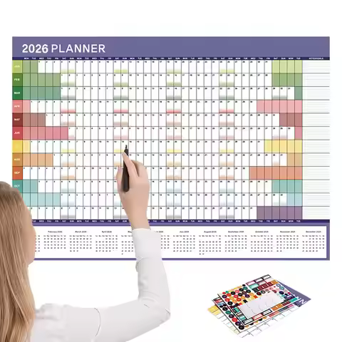 2026 2025 Wall Calendar Full Year Large Size Paper Cute Sticker Yearly Weekly Annual Planner Target 
