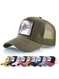 1頂男式卡車司機帽，公牛刺繡棒球帽，適合日常穿著，休閒，戶外運動，街頭風格