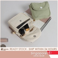 [SG] Headphone Bag, Portable Cotton Coin Purse, Lightweight Solid Color Mini Makeup Bag Lipstick