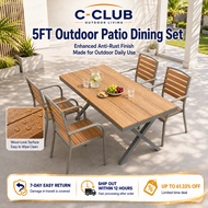 🔥Rock‑Solid Stability🔥C-Outdoor Patio Dining Table Set 5FT Plastic Wood Garden Balcony Cafe Table