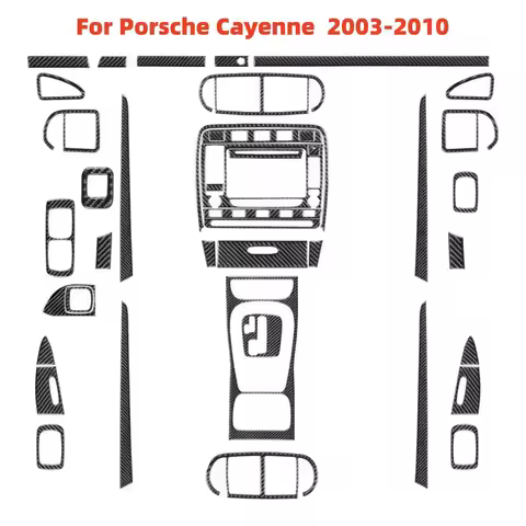 Carbon Fiber Black Stickers Car Interior Accessories For Porsche Cayenne Sport SUV 2003 2004 2005 20