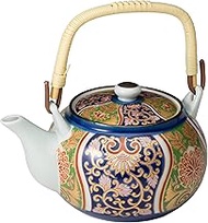 Ranchant (M) Earthenware Bottle (with vine), Blue, 6.5 x 5.1 x 3.8 inches (16.5 x 13 x 9.7 cm), Nish