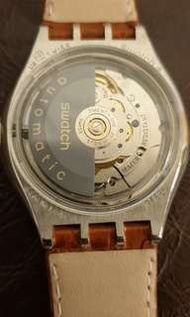Swatch機械錶 棕色皮革錶帶 限時降