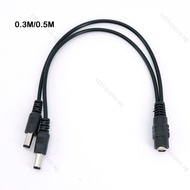 30cm 50cm DC 1 Female To 2 Male Way Connector DC Plug Power supply Splitter extend Cable 5.5x2.1mm c