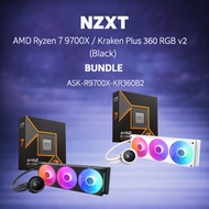 NZXT Premium Gaming CPU and Liquid Cooler Bundle - AMD Ryzen 7 9700X with Kraken Plus 360 RGB Kit