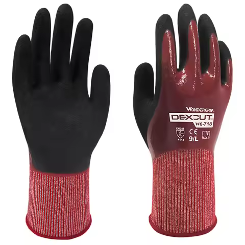 Anti Cut Resistant Work Glove Oil Proof Waterproof HPPE Fiberglass Butcher WG-718 Safety Glove Foam 