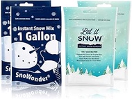 Let it Snow Instant Snow Powder for Slime 4 Pack (2) and SnoWonder (2) Made in The USA - Artificial Snow Mix Fake Snow Holiday Decorations