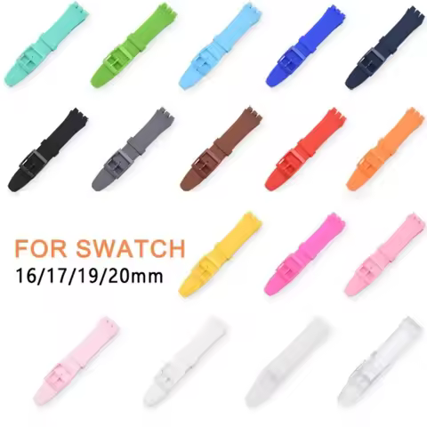 Colorful Rubber Strap for Swatch Watch Band 17mm 19mm Replacement Wristband Silicone Bracelet Waterp