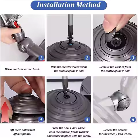 (A25M) High Torque Vacuum Cleaner Head Connector Wheels Set for Dyson V10 V11 V15 G5 Model Vacuum Cl