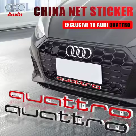 3D ABS Large Quattro Letter Emblem Car Front Grille Badge LOGO Auto Accessorie For Audi A3 A4 B8 8P 