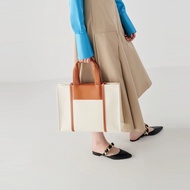Charles and Keith Tote Bag Large Capacity Contrast Color Shoulder Bag women Fashion Canvas Handbag