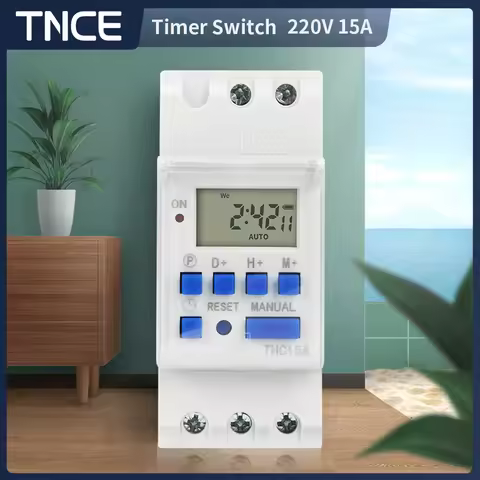 TNCE Timer Switch 15A Weekly 7 Days Digital LCD Weekly Programmable Digital Timer Switch Time Relay 