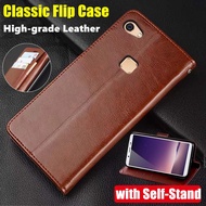 For Vivo V7 Plus V7+ 1716 1850 Y79A Genuine Leather Case Vintage Wallet Simple Folding Flip Protective Case with Kickstand Card Holder Cover